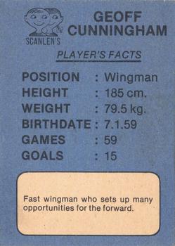 1981 Scanlens VFL #159 Geoff Cunningham Back
